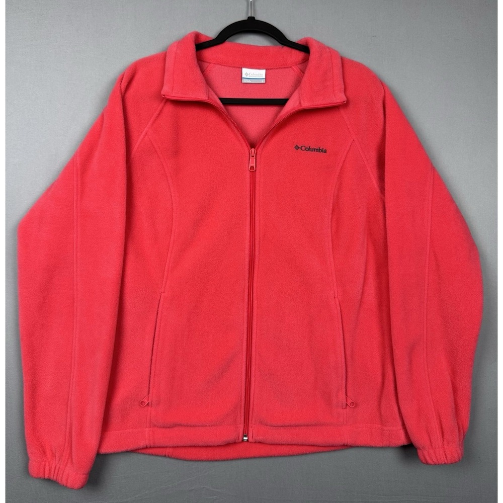 Columbia Pink Fleece Jacket Womens Large L Full Zip 3 In 1 Liner Hiking Fishing